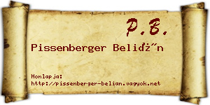 Pissenberger Belián névjegykártya